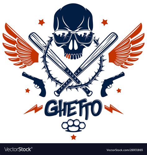 Brutal Gangster Emblem Or Logo With Aggressive Vector Image