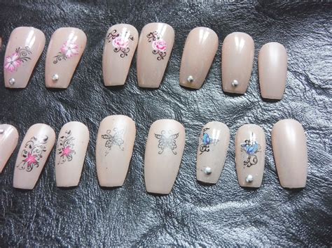 Tattoo Coffin Fake Nails Ballerina False Nail Nude Look Etsy