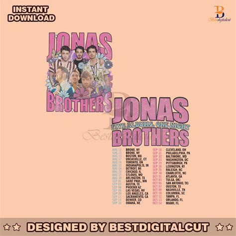 Retro Floral Jonas Brother Five Albums One Night Tour Png Best