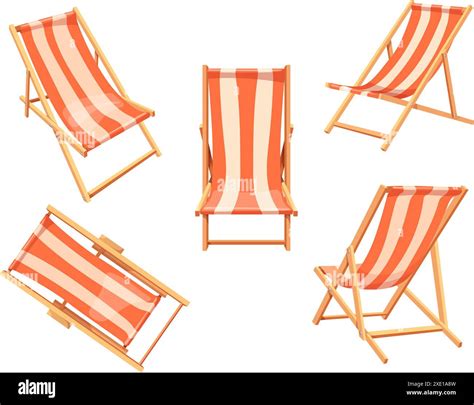 Cartoon Deck Chair Deckchairs Sitting Striped Decking Chairs Beach