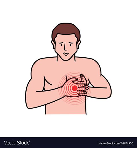 Ache in heart and chest pain the human Royalty Free Vector