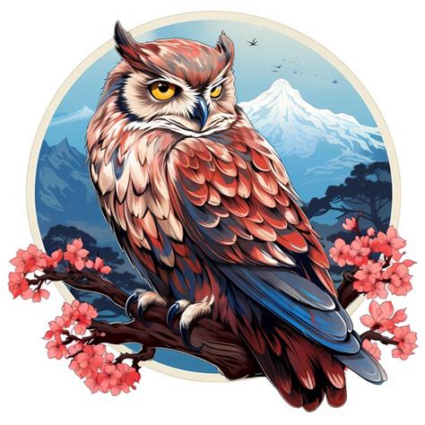 Premium AI Image An Owl With Yellow Eyes Sits On A Branch With A