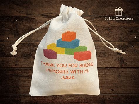 Building Block Party Favor Bags Personalized Red Blue Yellow Green