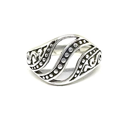 Jual Cincin Ring Perak Silver Bali Ukir Batik Bulir Dot Jawan Bun Asli