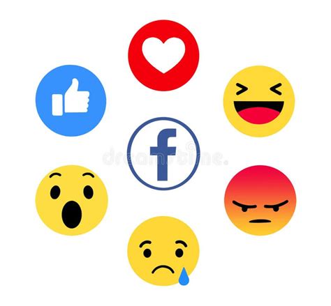 New Facebook Like Button 6 Empathetic Emoji Editorial Stock Photo