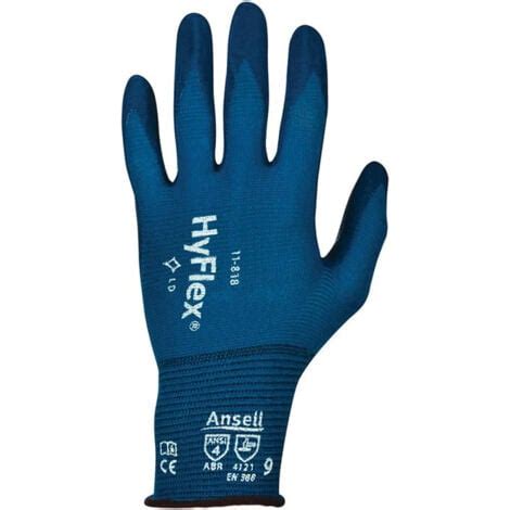 Gant HyFlex Nr 11 818 Taille 10 bleu foncé Nylon Spandex EN 388 Kat II