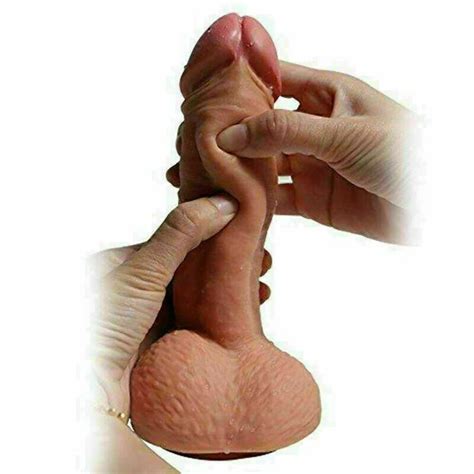 LAYER SILICONE PENIS REALISTIC DONG BIG BALLS DILDO DUAL VAGINAL ANAL WOMEN COCK EUR 26 39