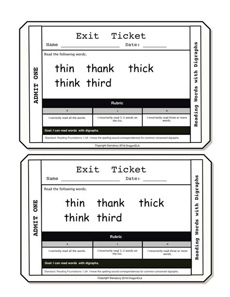 Two Tickets With The Words Exit Ticket And A Ruler On Each One Both In