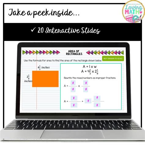 Area Of Rectangles With Fractional Side Lengths Digital Slides Loving Math