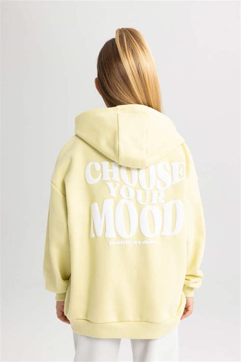 Зеленый Девочки и подростки Свитшот оверсайз с капюшоном для девочек ...