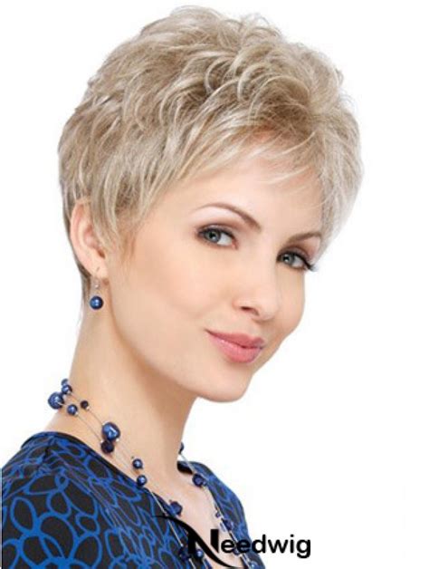 Wigs For Elderly Lady With Capless Wavy Style Short Length