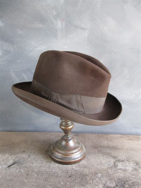 Brown Homburg hat. Vintage Homburg. 56.5 cm Homburg hat. | Etsy