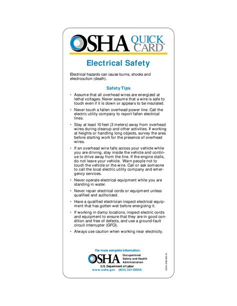 Electrical Safety Quickcard™osha 3294 By Brian Norwood Issuu