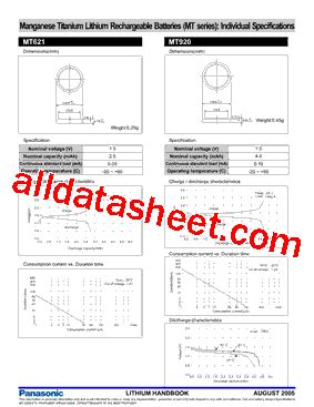 MT920 Datasheet(PDF) - Panasonic Battery Group