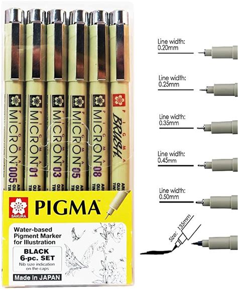 Sakura Pigma Micron Lot De Stylos De Dessin D Archivage D Encre Noir