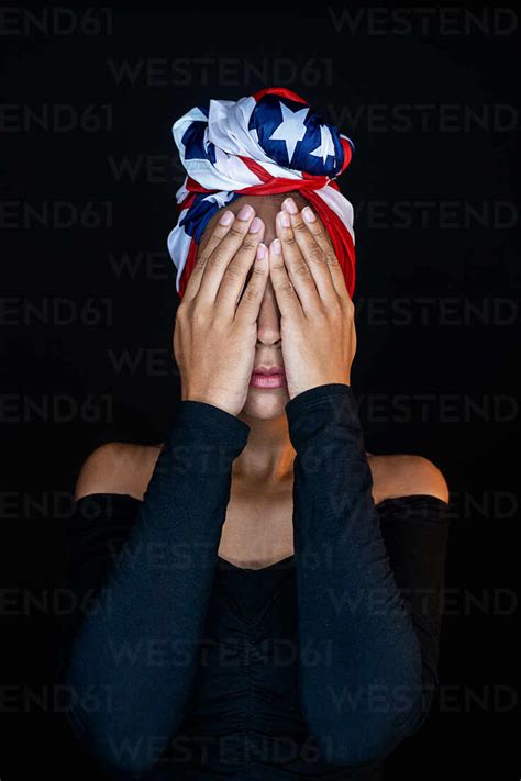 Portrait Of Unrecognizable Scared Black Female Wearing Proudly The