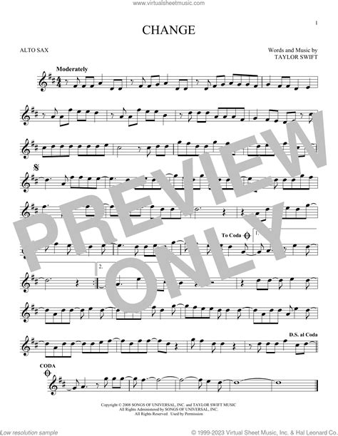 Change sheet music for alto saxophone solo (PDF-interactive)