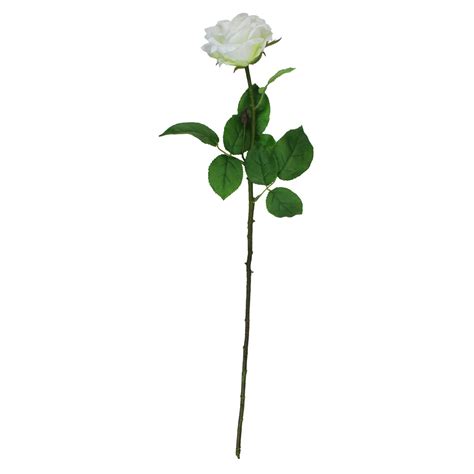 Select Artificials 26 White And Green Artificial Rose Pick With Long