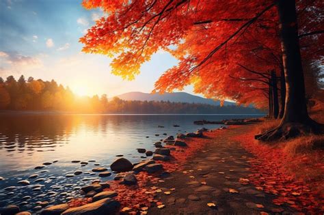 Premium AI Image | Beautiful autumn scenery in park