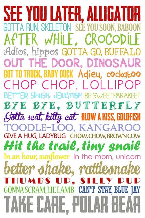 See You Later Alligator Sayings List