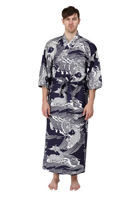 Koi Cotton Kimono Navy Plus Size Beautiful Robes