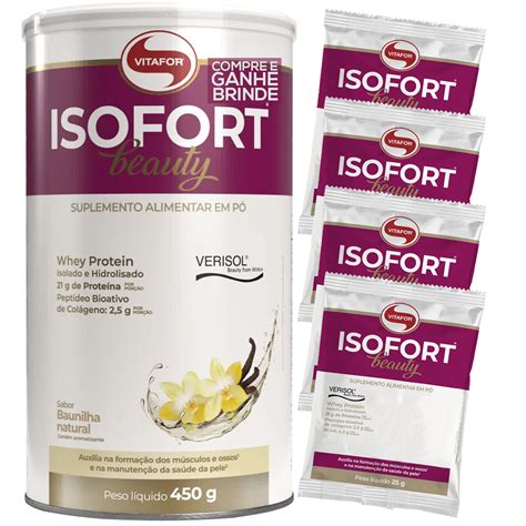 Isofort Beauty Vitafor Sabor Baunilha 450g Ganhe Brinde Isofort