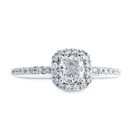 14k White Gold Cushion Center And Halo Diamond Engagement Ring Mark Diamonds Jewelers