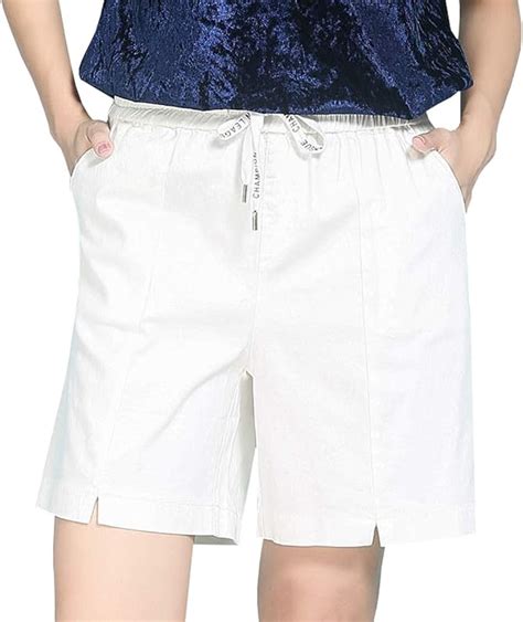 Howon Womens Elastic Waist Bermuda Shorts Comfy Casual Beach Shorts