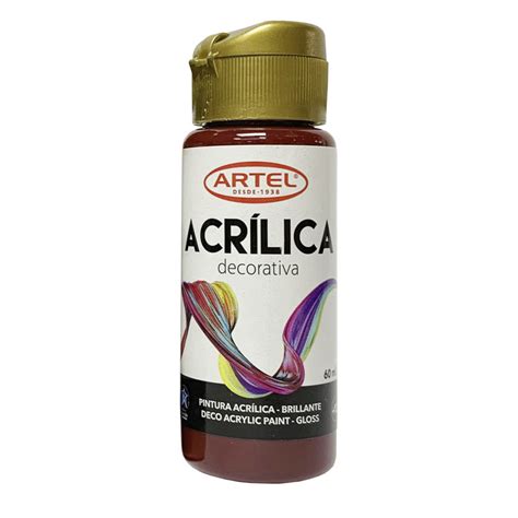 Frasco 60Ml Pintura Acrílica Decorativa Rojo Oscuro 801 Artel