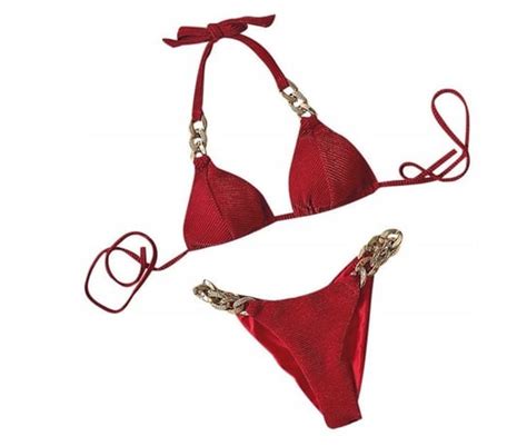 Strój kąpielowy bikini welur velvet Kolor Czerwony Rozmiar S Pan i Pani Gadżet Sport