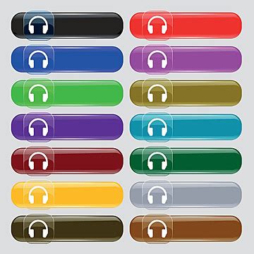 Colorful Modern Buttons Set Of 16 Headsets Icons For Your Designvector