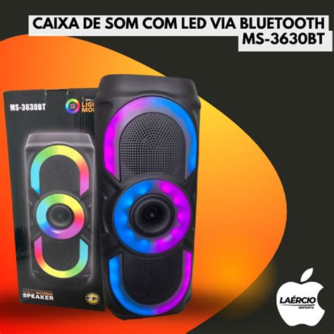 CAIXA DE SOM LED VIA BLUETOOTH MS 3630BT Laércio Imports