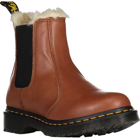 Leonore Dr Martens Faux Fur Chelsea Boots In Tan