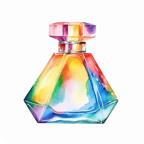 Premium Photo Painting Of A Colorful Perfume Bottle With A White