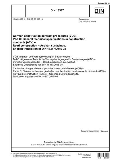 DIN 18317:2015 - German construction contract procedures (VOB) - Part C ...
