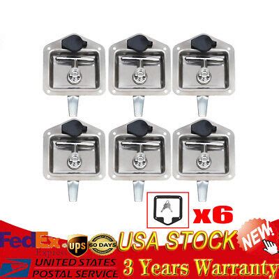 6Pc Trailer Door Latch T Handle Lock Stainless Steel Key Camper Truck