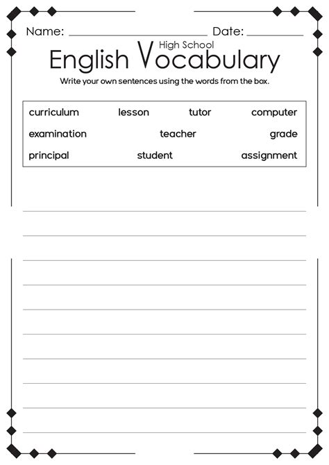 Free Vocabulary Worksheet For High School Download Free Vocabulary