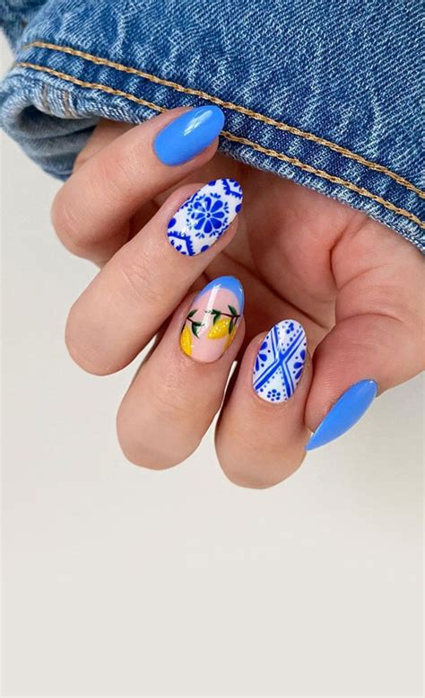 Refreshing Nail Art Inspired By Zesty Summertime Citrus Fruit Portuguese Tiles And Lemon Nails