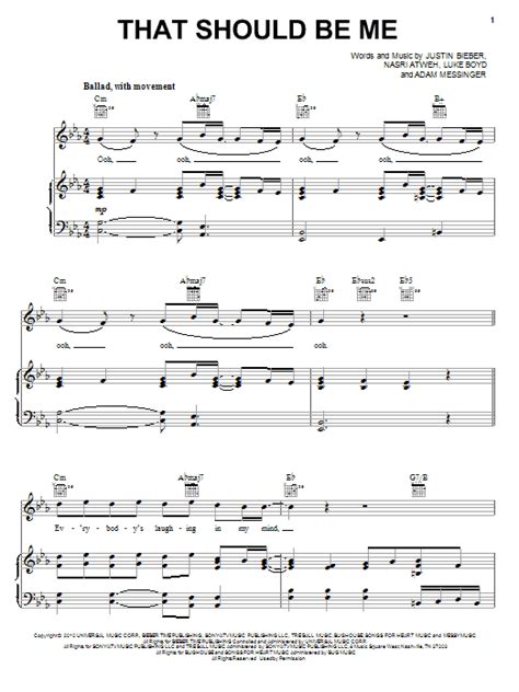 That Should Be Me Sheet Music By Justin Bieber Piano Vocal And Guitar