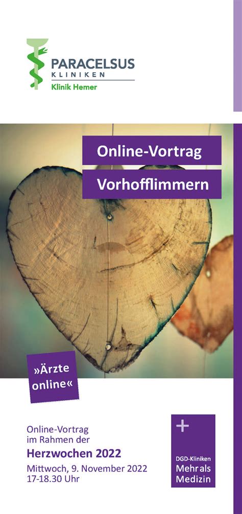 Online Vortrag Vorhofflimmern Im Rahmen Der Herzwochen