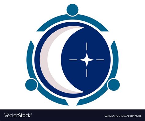 Half moon logo in blue circle shape minimalist Vector Image