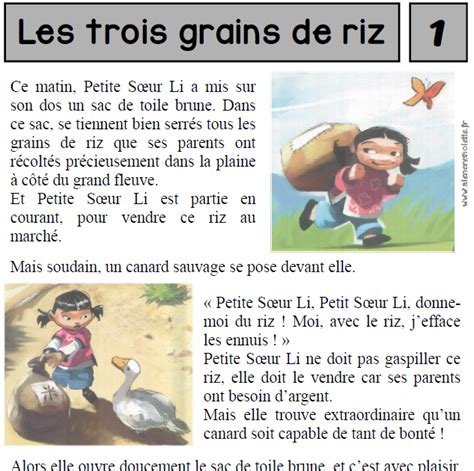 Les Trois Grains De Riz Tapuscrit Lecture Suivi Baby Sister Reading