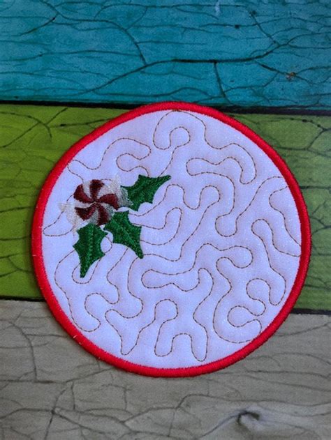 In The Hoop Christmas Coasters Embroidery Machine Design Set Etsy