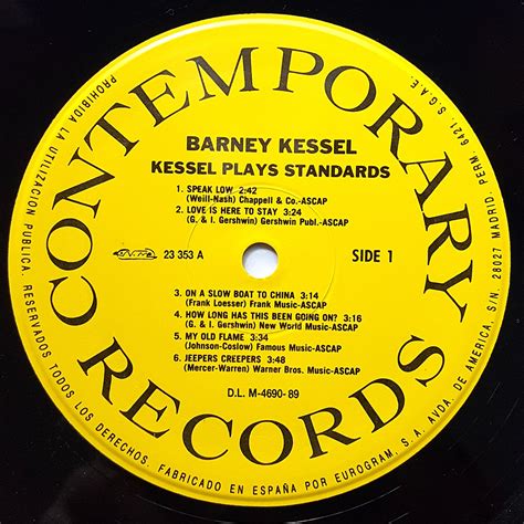 Barney Kessel Kessel Plays Standards Vinyl Blue Sounds