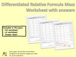 Relative Formula Mass Worksheet - Differentiated and fully editable. | Teaching Resources