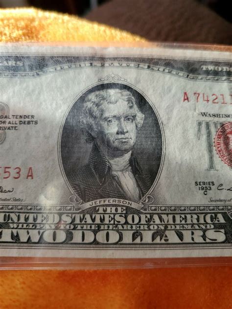 Mavin Series 1953 C Two Dollar Bill Red Seal Thomas Jefferson