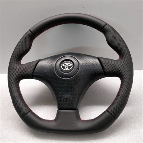 Toyota Celica Mr Steering Wheel Flat Bottom Leather Custom Red Stitch