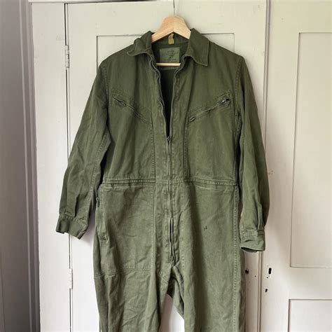 Vintage Army Khaki Boiler Suit Overalls Fits Womens Depop