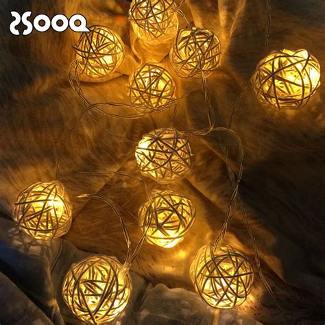 Leds M Rattan Ball Fairy Led String Light Garland Battery