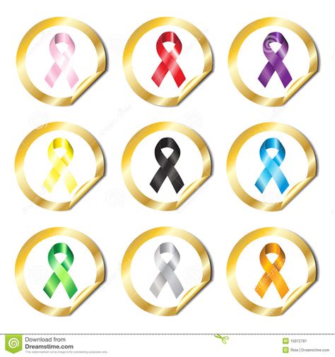 Awareness Ribbon Stickers Stock Vector Illustration Of Badge 15012781